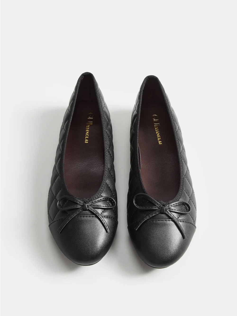 Commense Quilted Bow Ballet Flats - Black Women Shoes 8